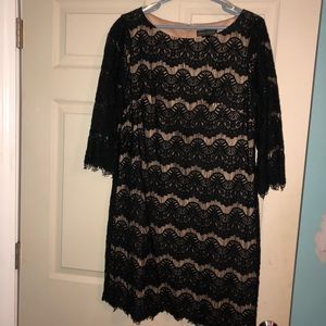 black lace knee length dress